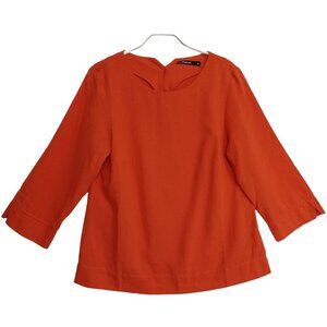 Rohan Brisa Linen Blend Top Womens Medium Lagenlook Style Blouse Tangerine Color